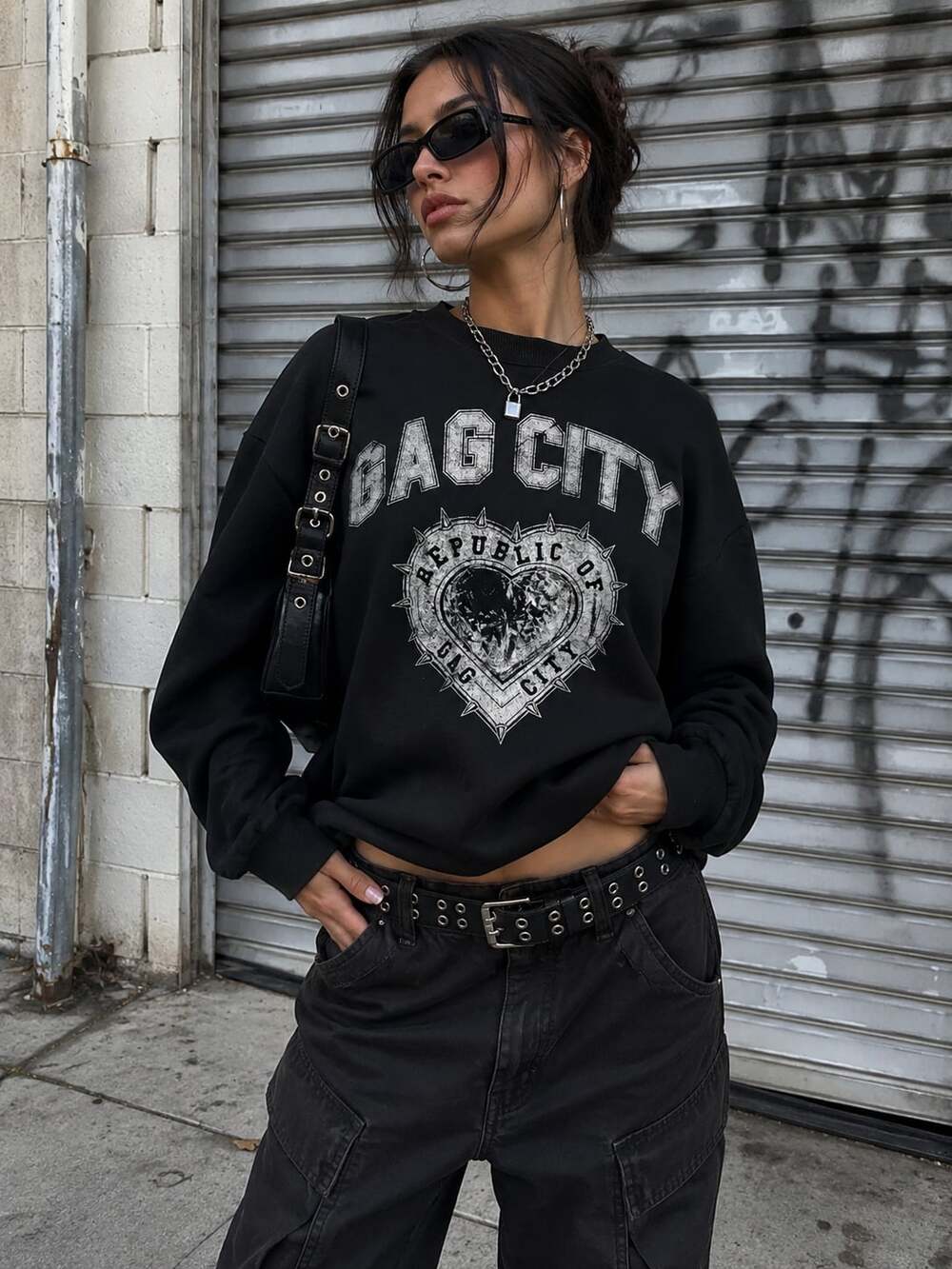 Nicki Minaj Gag City Black Oversized Sweatshirt XL FTCU 24 Y2K Streetwear